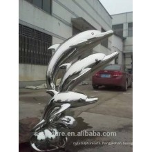 Large Modern Abstract Arts Stainless steel Animal Dophin Sculpture for Garden decoration